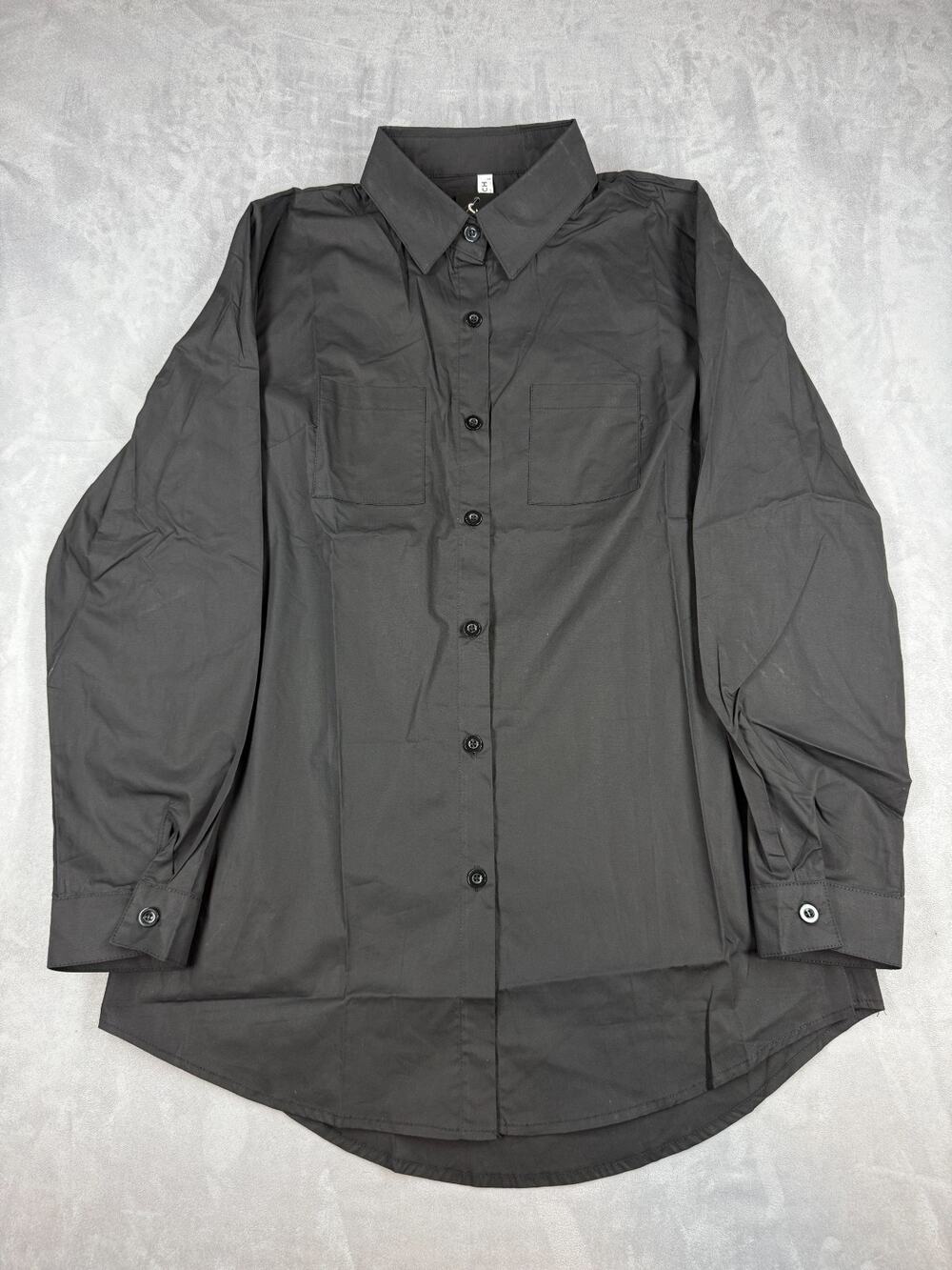 Hot Touch Women's Small Black Long Sleeve 100% Polyester Dress Shirt